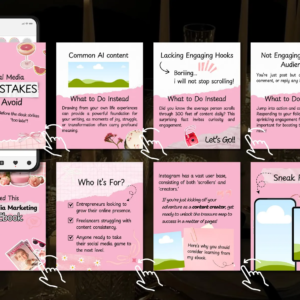 100 Aesthetic Pink Instagram Carousel Templates | Aesthetic Social Media Canva Templates | PLR & MRR Included | Editable Instagram Posts for Engagement