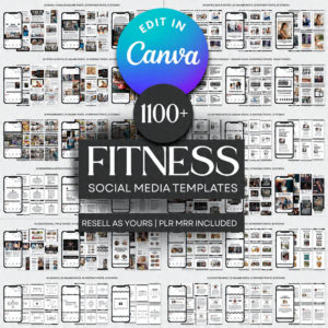 1100+ Fitness, Gym, Wellness & Coaching Instagram Templates | Canva Editable | PLR & MRR Resell Rights